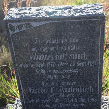 RAUTENBACH Johannes 1877-1929 & Jacoba F. MENTZ 1881-1966
