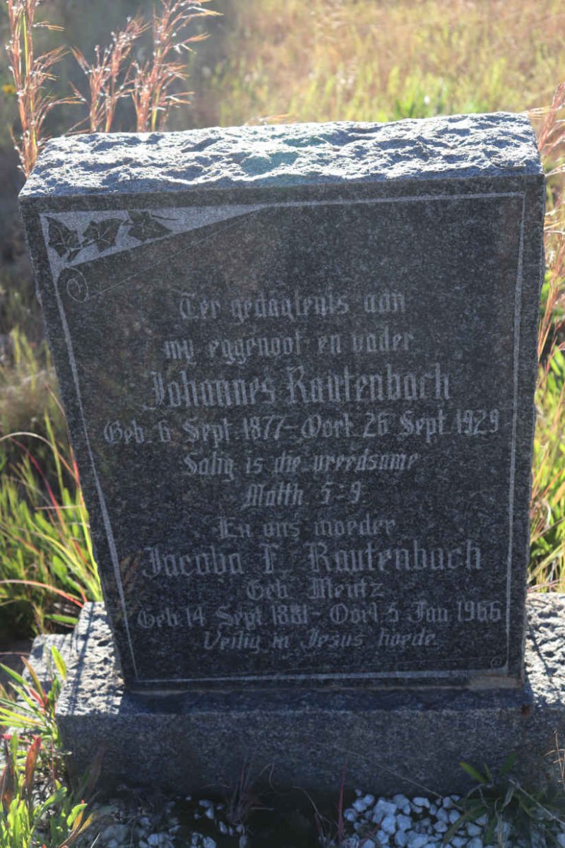 RAUTENBACH Johannes 1877-1929 & Jacoba F. MENTZ 1881-1966