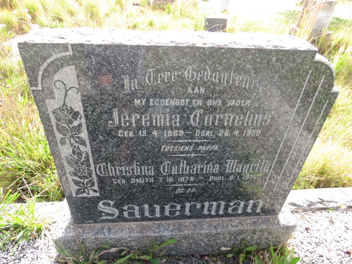 SAUERMAN Jeremia Cornelius 1869-1950 & Christina Catharina Magrita SMITH 1876-1971