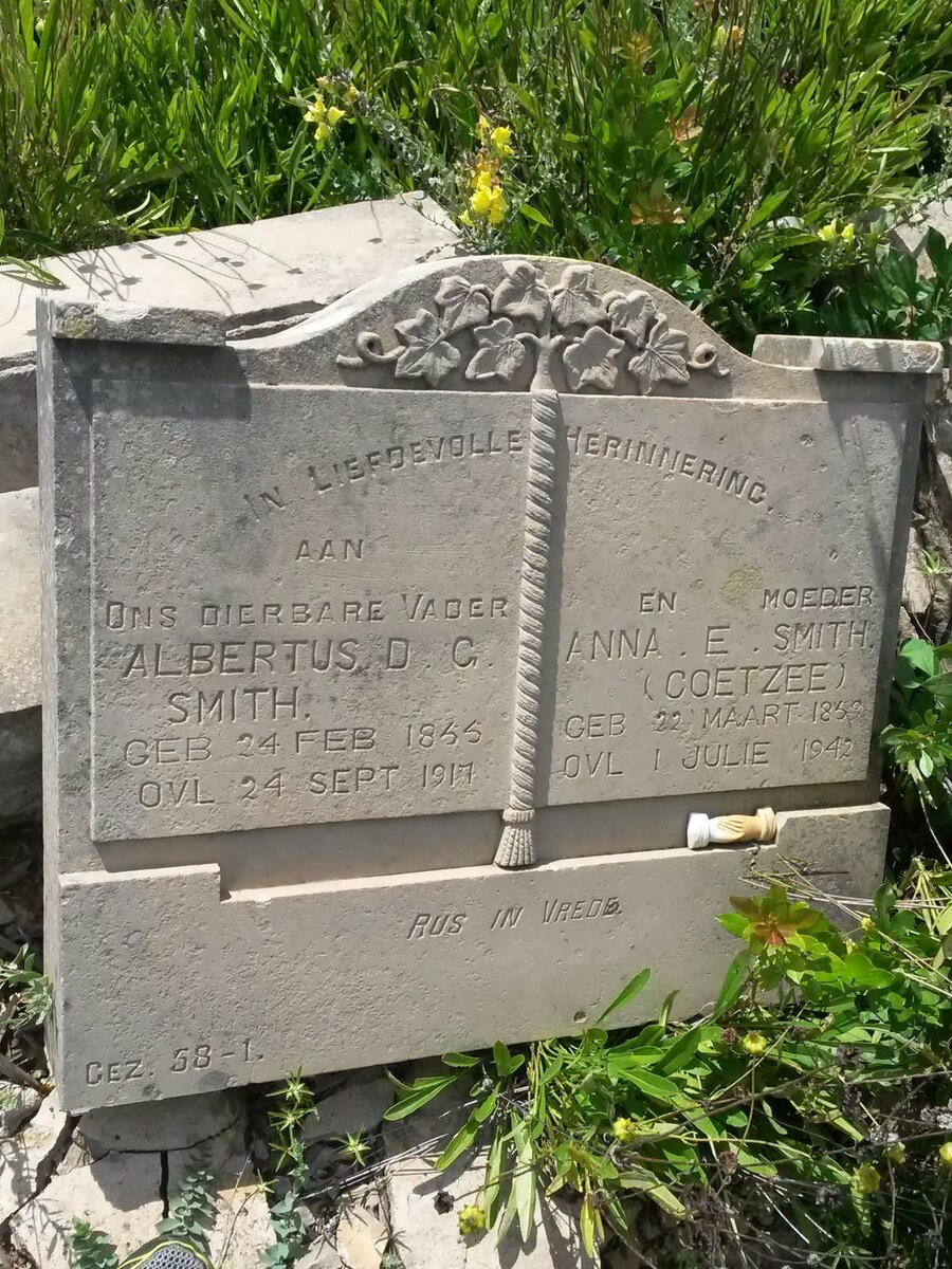 SMITH Albertus D.V. 1865-1917 &amp; Anna E. COETZEE 1859-1947