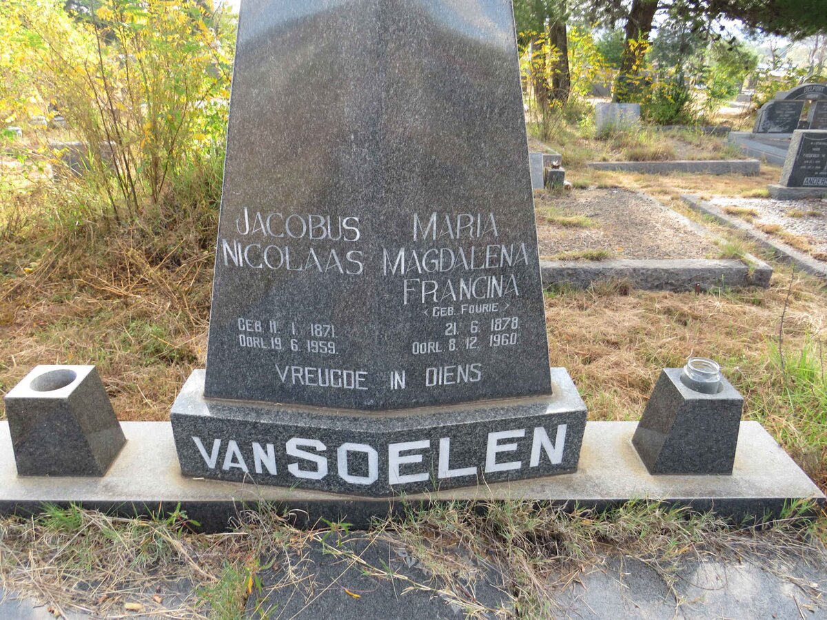 SOELEN Jacobus Nicolaas, van 1871-1959 & Maria Magdalena Francina FOURIE 1878-1960
