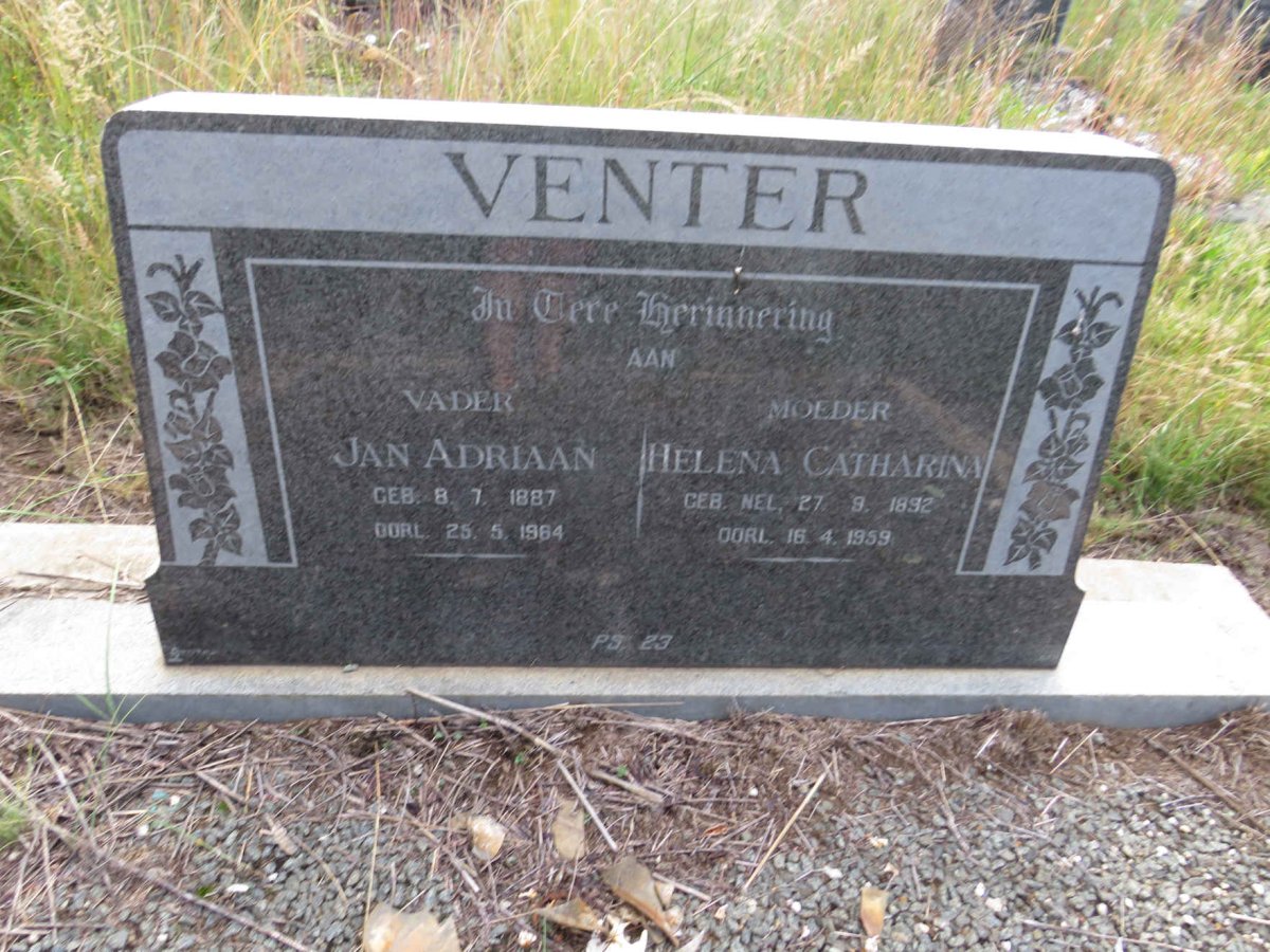 VENTER Jan Adriaan 1887-1964 & Helena Catharina NEL 1892-1959