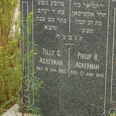 ACKERMAN Philip R. -1942 &amp; Tilly C. -1932