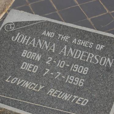 ANDERSON William de Wet 1891-1961 &amp; Johanna 1908-1996