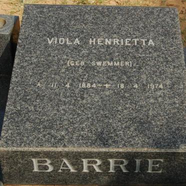 BARRIE Viola Henrietta nee SWEMMER 1884-1974
