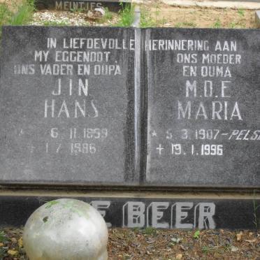 BEER J.I.N., de 1899-1986 &amp; M.D.E. PELSER 1907-1996