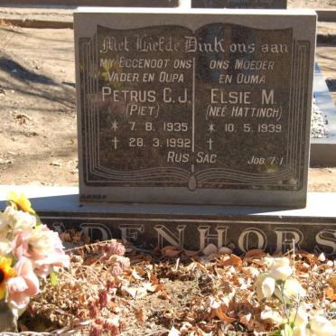 BADENHORST Petrus C.J. 1935-1992 &amp; Elsie M. HATTINGH 1939-