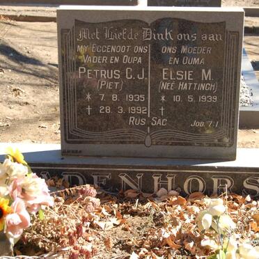 BADENHORST Petrus C.J. 1935-1992 &amp; Elsie M. HATTINGH 1939-