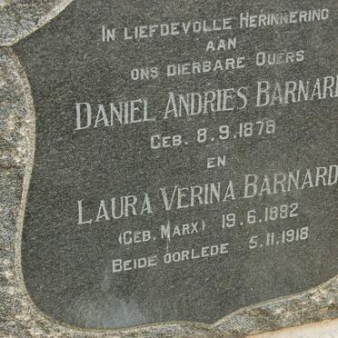 BARNARD Daniel Andries 1878- &amp; Laura Verina MARX 1882-1918