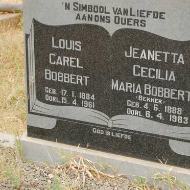 BOBBERT Louis Carel 1884-1961 &amp; Jeanetta Cecilia Maria BEKKER 1888-1983