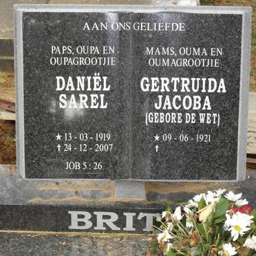 BRITS Daniël Sarel 1919-2007 &amp; Gertruida Jacoba DE WET 1921-