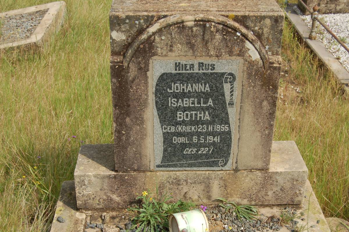 BOTHA Johanna Isabella nee KRIEK 1855-1941