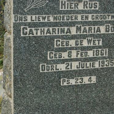 BOTHA Catharina Maria nee DE WET 1861-1935