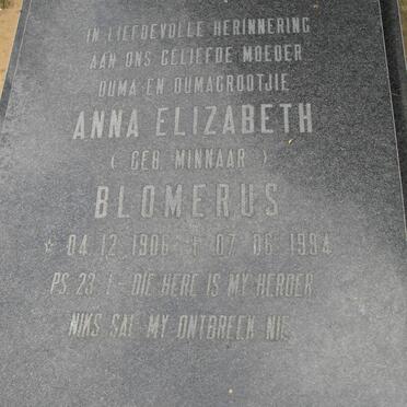 BLOMERUS Anna Elizabeth nee MINNAAR 1906-1994