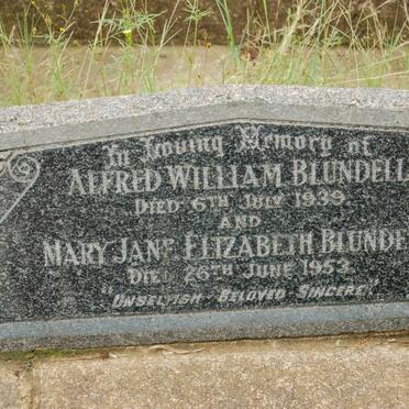 BLUNDELL Alfred William -1939 &amp; Mary Jane Elizabeth -1953 