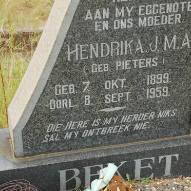 BEKET Hendrika J.M.A. nee PIETERS 1899-1959