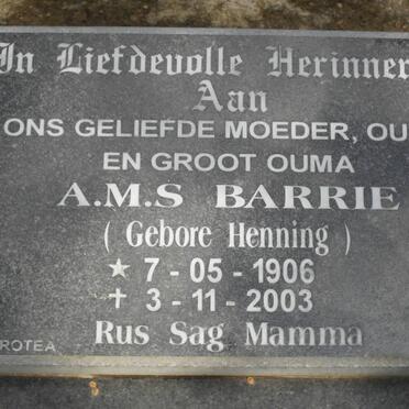 BARRIE A.M.S. nee HENNING 1906-2003