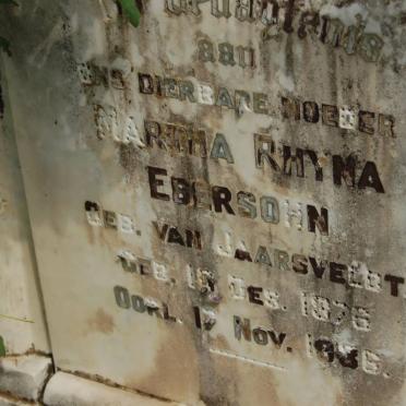 EBERSOHN Martha Rhyna nee VAN JAARSVELDT 1876-1936