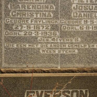 EVERSON Pieter Josua Daniel 1874-1950 &amp; ? Barendina Christina FRYLINCK 1872-1936