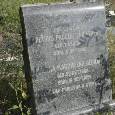 EEDEN Petrus Paulus, van 1868-1900 &amp; Martha Magdalena  Dednam 1869-1951