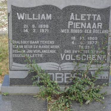 HOBBS William 1898-1971 &amp; Aletta Pienaar ROELAND 1905-1977