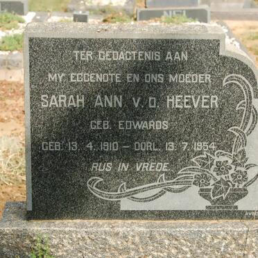 HEEVER Sarah Anna, v.d. nee EDWARDS 1910-1954