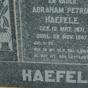 HAEFELE Abraham Petrus 1871-1947