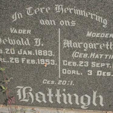 HATTINGH Dewald J. 1883-1953 &amp; Margaretha M. HATTINGH 1882-1955