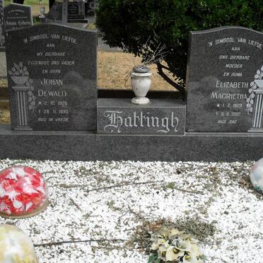 HATTINGH Johan Dewald 1926-1990 &amp; Elizabeth Magrietha 1929-2007