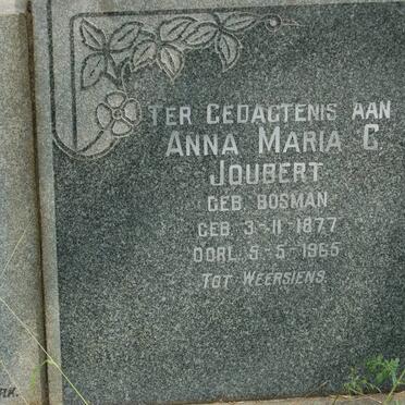 JOUBERT Anna Maria C. nee BOSMAN 1877-1965