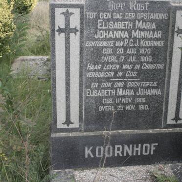 KOORNHOF Elisabeth Maria Johanna nee MINNAAR 1870-1909 :: KOORNHOF Elisabeth Maria Johanna 1909-1910