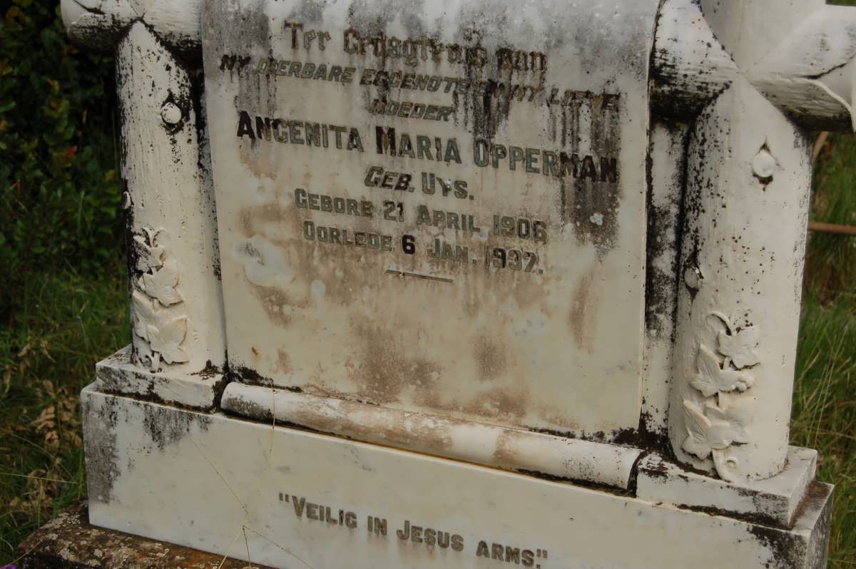 OPPERMAN Angenita Maria nee UYS 1906-1937 