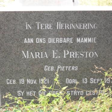 PRESTON Maria E. nee PIETERS 1921-1975