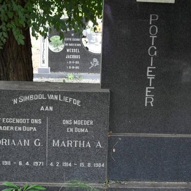 POTGIETER Adriaan G. 1911-1971 &amp; Mrtha A. 1914-1984