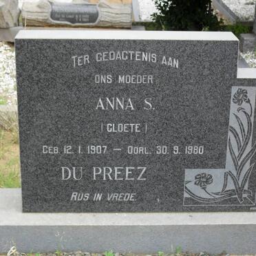 PREEZ Anna S., du nee CLOETE 1907-1980