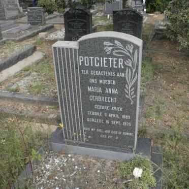 POTGIETER Maria Anna Gerbrecht nee KRIEK 1889-1975