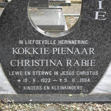 PIENAAR Christina nee RABIE 1922-1994