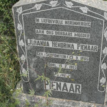 PIENAAR Johanna Hendrina nee SERFONTEIN 1885-1953