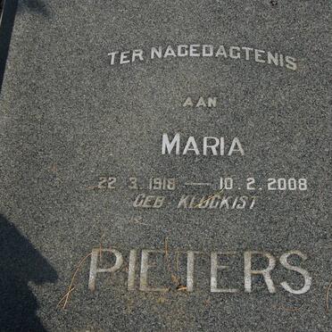PIETERS Maria nee KLUCKIST 1918-2008