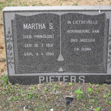 PIETERS Martha S. nee PRINSLOO 1931-1990