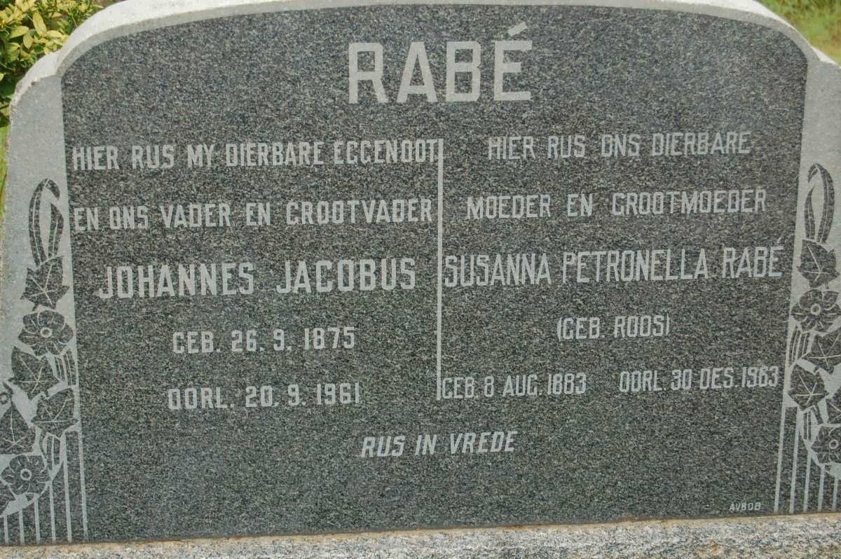 RABé Johannes Jacobus 1875-1961 &amp; Susanna Petronella ROOS 1883-1963