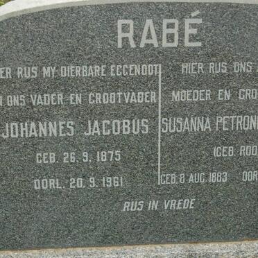 RABé Johannes Jacobus 1875-1961 &amp; Susanna Petronella ROOS 1883-1963