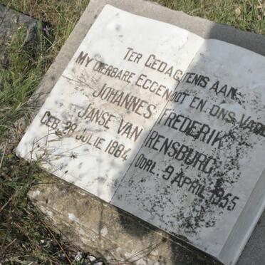 RENSBURG Johannes Frederik, janse van 1884-1955