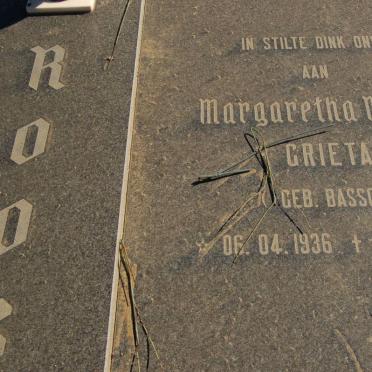 ROOS Reinier 1928-1994 &amp; Margaretha Maria BASSON 1936-