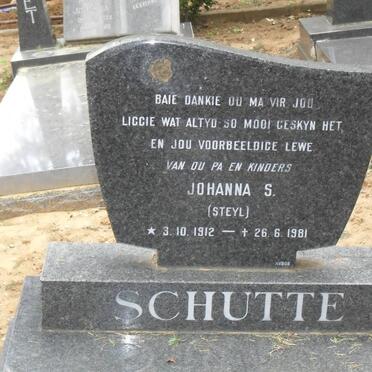 SCHUTTE Johanna S. nee STEYL 1912-1981