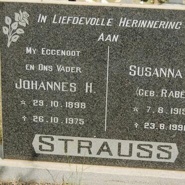 STRAUSS Johannes H. 1898-1975 &amp; Susanna P. RABé 1915-1991