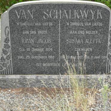 SCHALKWYK Johan Jacob, van 1904-1962 &amp; Susara Aletta WILKEN 1907-1964