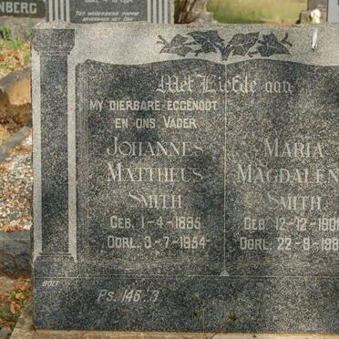 SMITH Johannes Mattheus 1895-1954 &amp; Maria Magdalena 1906-1988