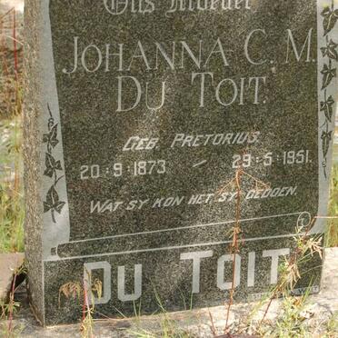 TOIT Johanna C.M., du nee PRETORIUS 1873-1951