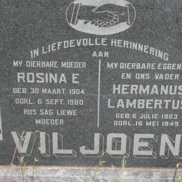 VILJOEN Hermanus Lambertus 1903-1949 &amp; Rosina E. 1904-1980